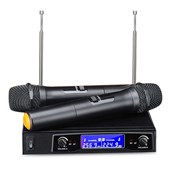 VHF-מיקרופון-אלחוטי-מערכת-2-ערוץ-2-אלחוטי-כף-יד-מיקרופון-Kraoke-דיבור-ספקי-צד-Cardioid MU-255.
